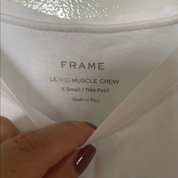 Frame Denim X Small Cotton Le‎ Mid Muscle Crew White Tee - Picture 2 of 6